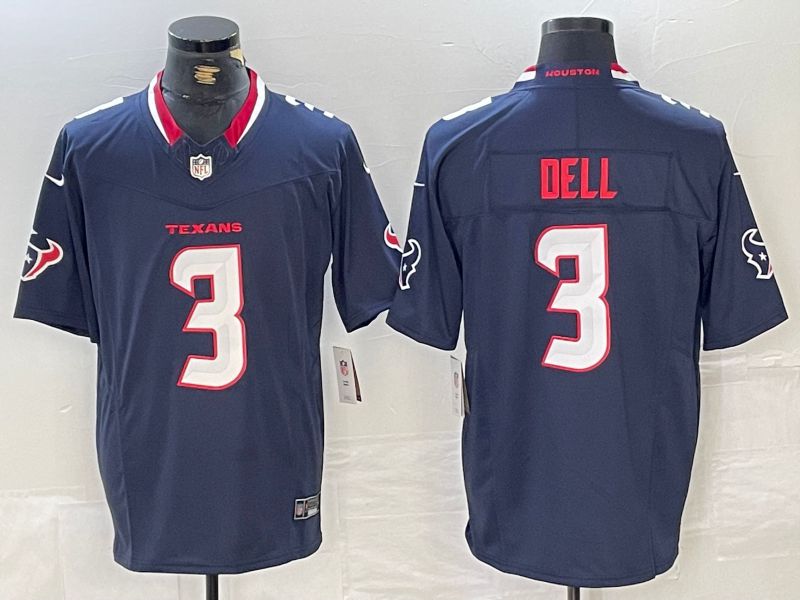 Men Houston Texans #3 Dell Blue Three generations 2025 Nike Limited NFL Jersey style 2->houston texans->NFL Jersey